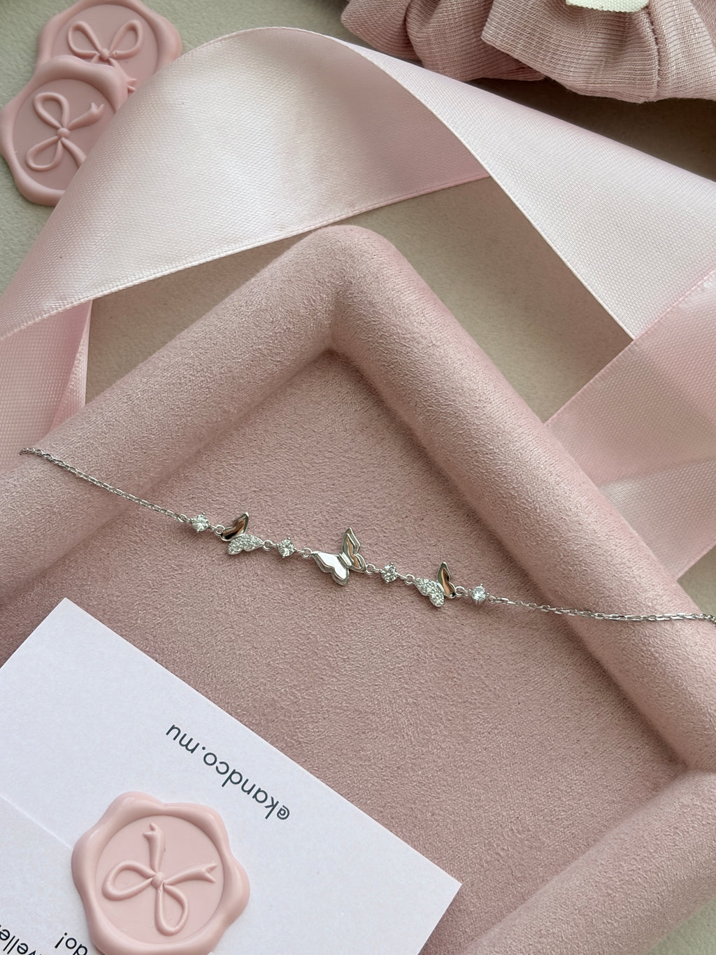Butterfly trio silver bracelet
