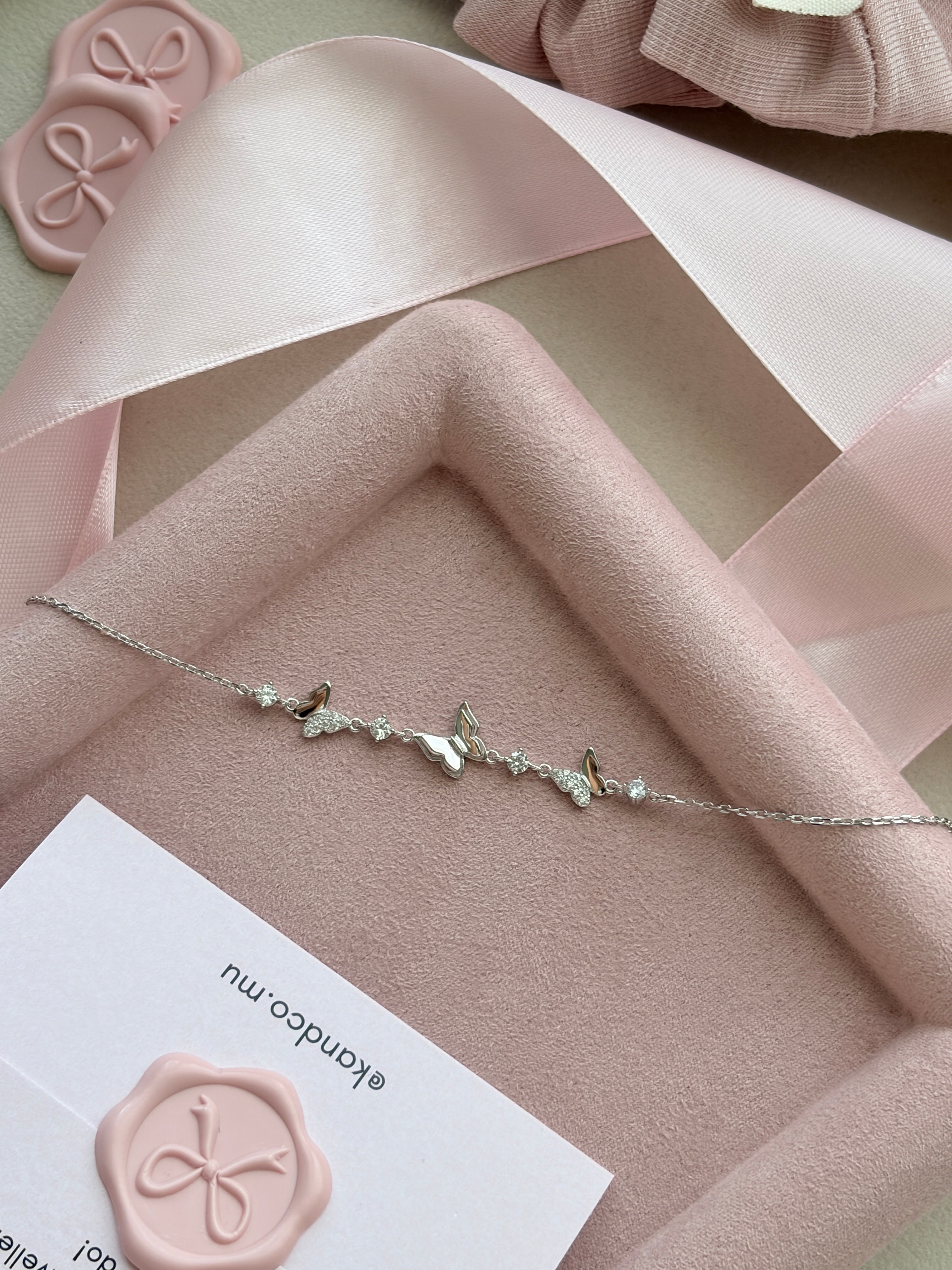 Butterfly trio silver bracelet