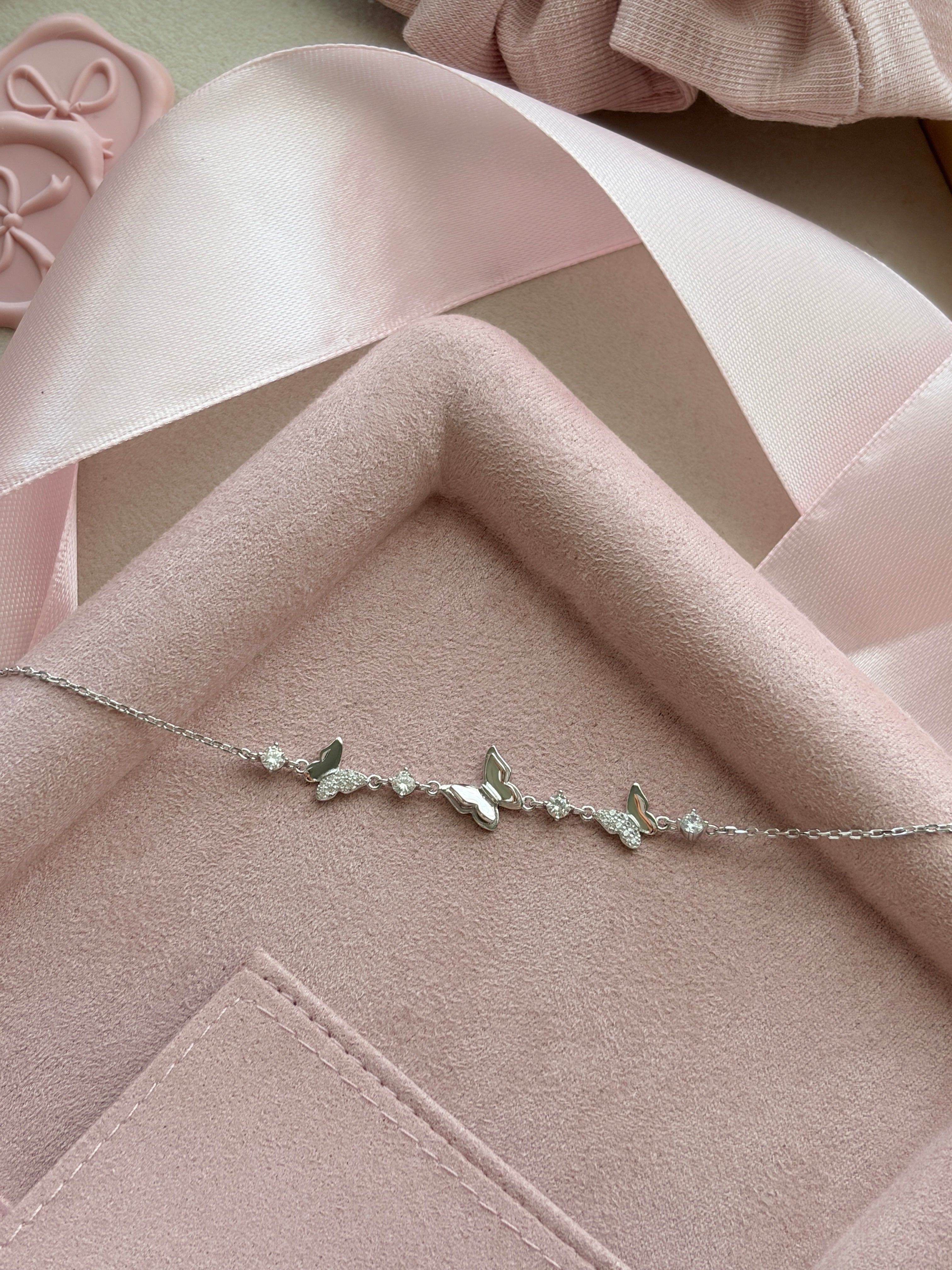 Butterfly trio silver bracelet