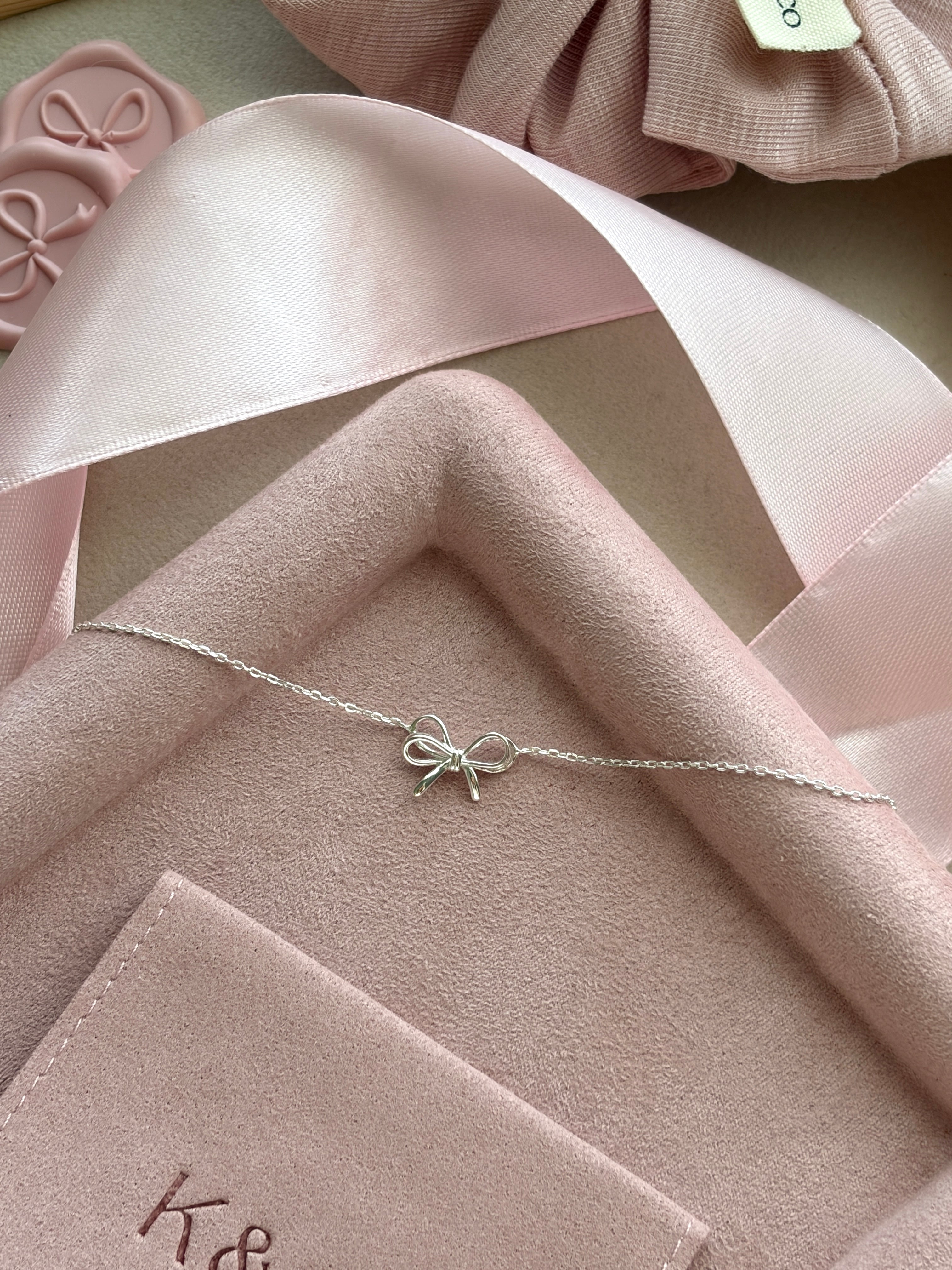 Coquette Bow Silver Bracelet