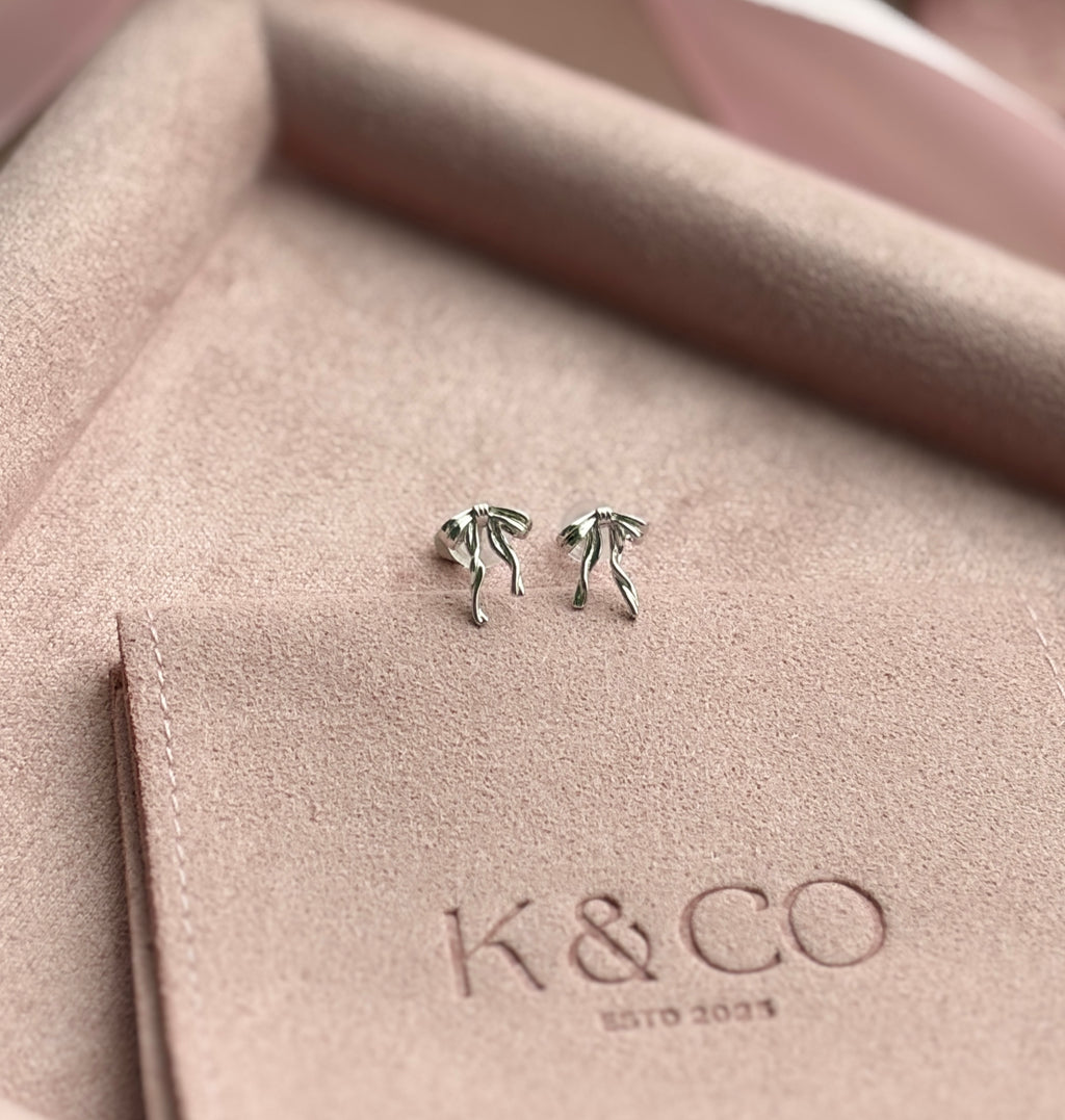 Adaline Drappy Ribbons Silver Earrings