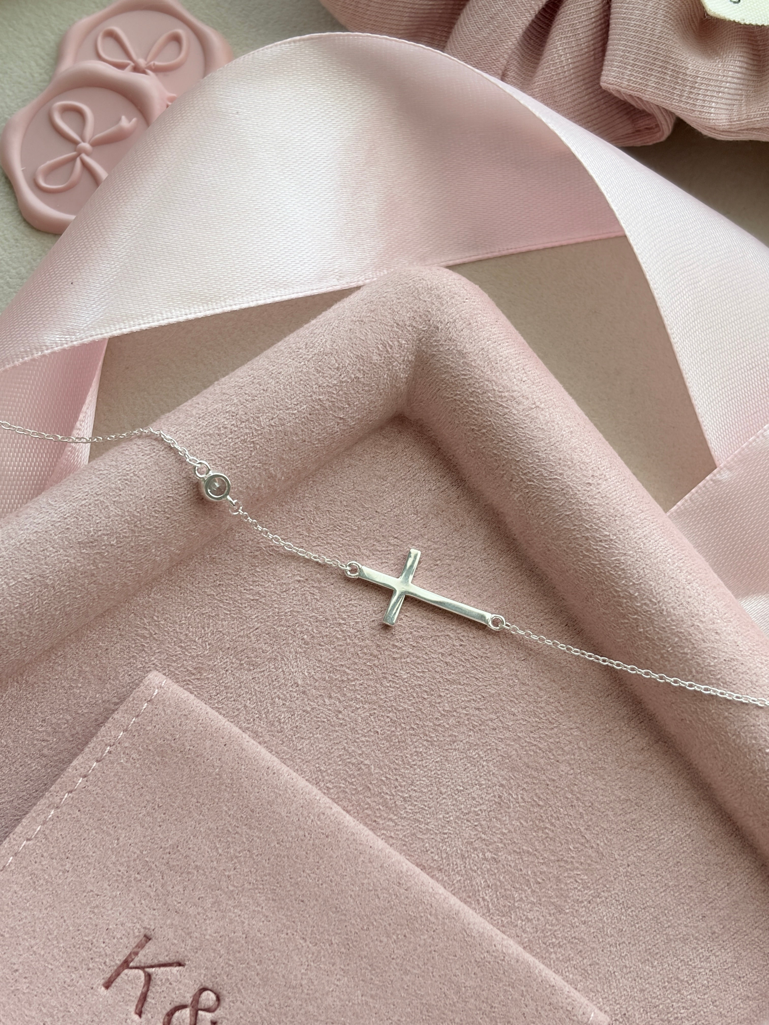 Simple Cross Silver Bracelet